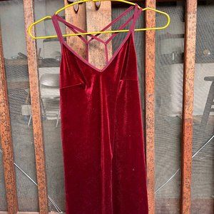 red velvet strappy dress
